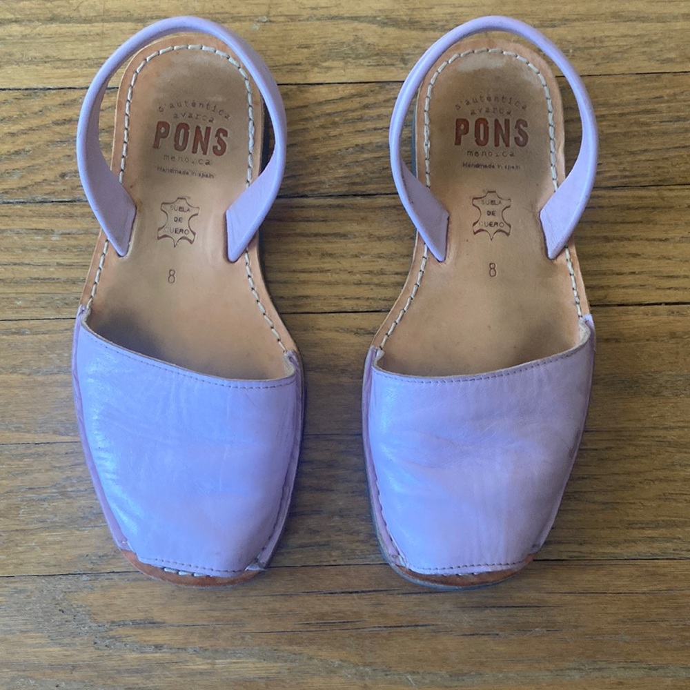 Authentic Pons Avarcas Lavender Leather Women’s Slingback Sandals 8